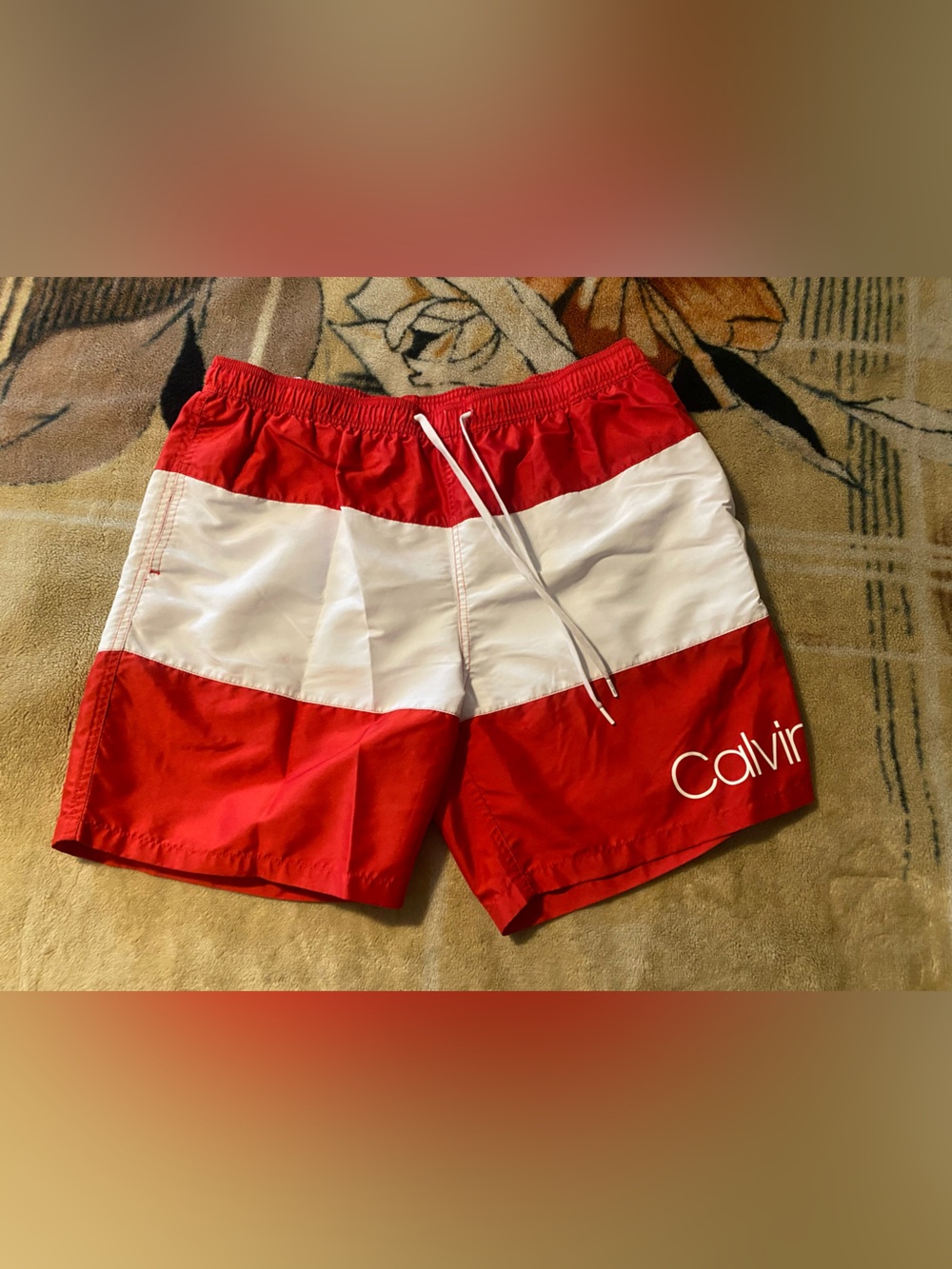 Calvin Klein Red and White swim Shorts